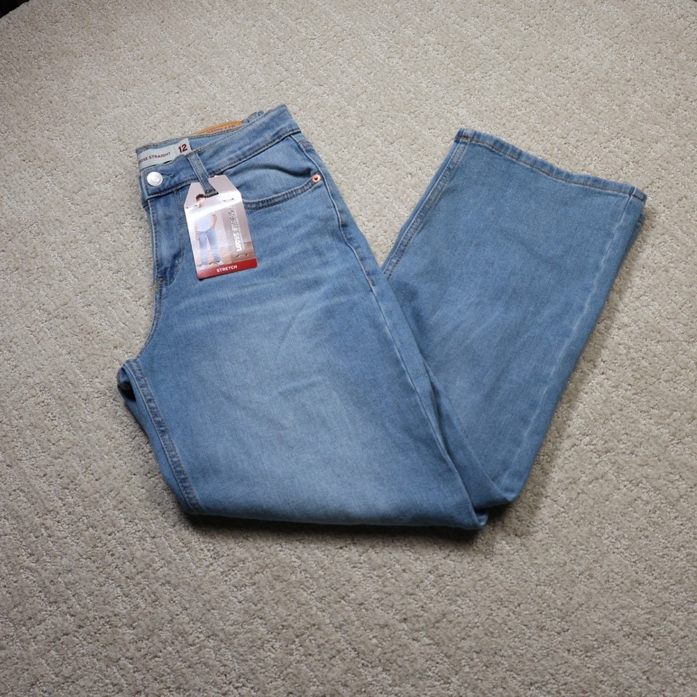 Levis Boys Loose Straight Stretch Jeans Blue Denim Size 12 Regular 9MP210